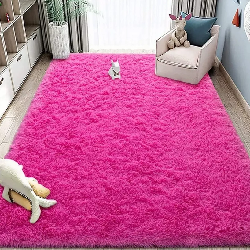 Alfombra Suave Y Esponjosa Para Decorar El Hogar 160cm x 200cm Fucsia