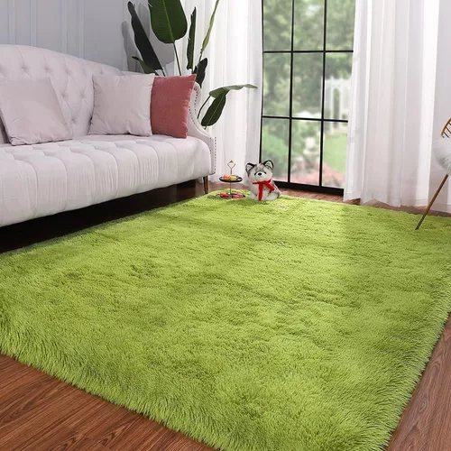 Alfombra Suave Y Esponjosa Para Decorar El Hogar 90x150cm Verde Limón