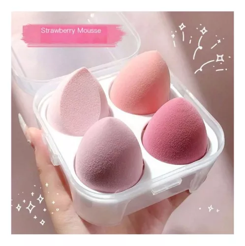 Set De 4 Esponjas De Maquillaje Con Caja De Almacenamiento