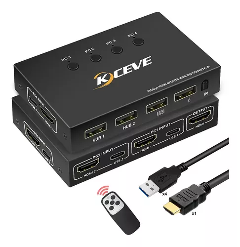 Kvm Usb Hdmi 4 En 1 Switch Kvm 4pcs En 1 Kvm Usb Hdmi