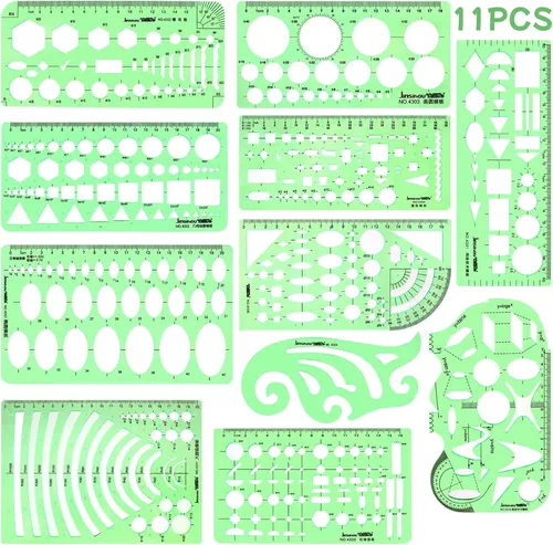 Regla Plantilla De Dibujos Geometricos Set De 11