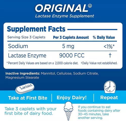Lactaid Intolerancia A La Lactosa Original 120 Tab