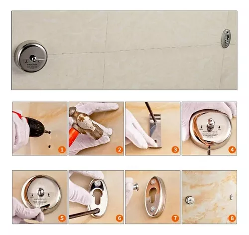 Tendedero Retractil De Acero Inoxidable Con Cuerda Ajustable