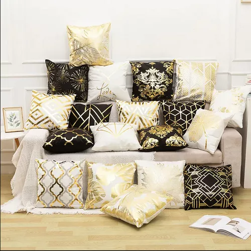 Funda De Cojines Con Estampado Dorado 45x45cm Por Unidad