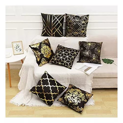 Funda De Cojines Con Estampado Dorado 45x45cm Por Unidad