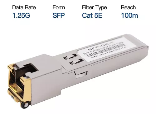 Transceiver Sfp A Rj45 1,25 Gigabit 100m Con Cable Utp 5 / 6