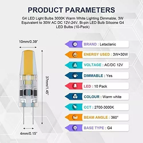 Bombillos Led Bipin G4 Luz Calida Unicos Regulables Ac Y Dc