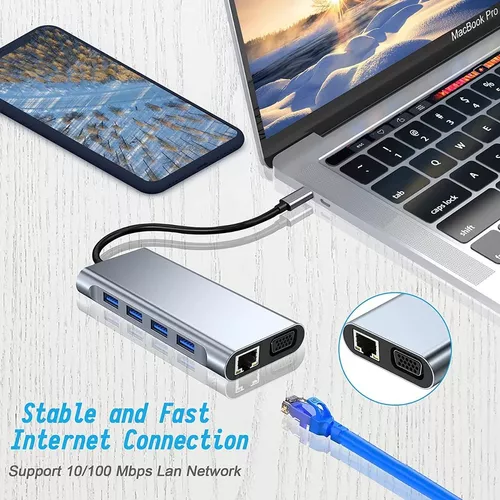 Usb C Hub, Adaptador Usb C 11 En 1 Con 4k Hdmi, Vga, Tipo C
