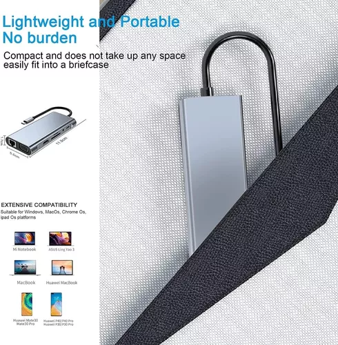 Usb C Hub, Adaptador Usb C 11 En 1 Con 4k Hdmi, Vga, Tipo C