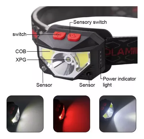 Luz Frontal Linterna 1200lumens Alto Brillo Recargable Smart