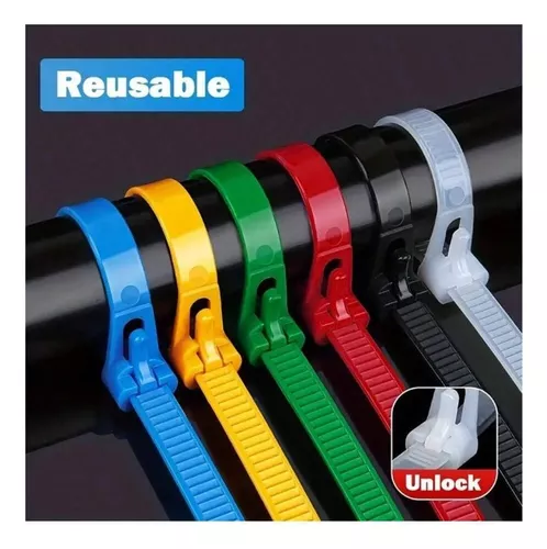 Tie Raps Bridas Cables De Nailon Reutilizables Con Seguro