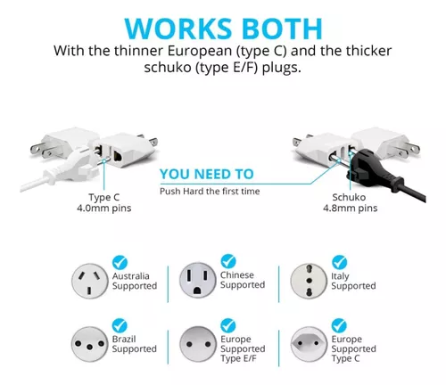 Convertidor Adaptador De Enchufe Europeo Americano X2