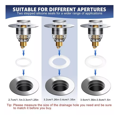 Tapón Universal Para Lavamanos Push Button Retractil Cromado