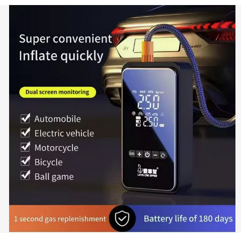 Inflador Portatil Potente Multifuncional Power Bank Linterna