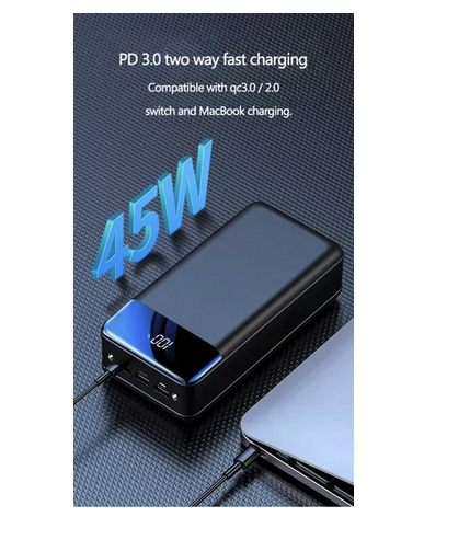 Power Bank 50.000mah + Linterna + 3 Puertos Ultra Rapida