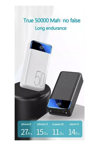 Power Bank 50.000mah + Linterna + 3 Puertos Ultra Rapida