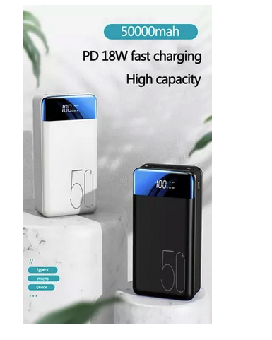 Power Bank 50.000mah + Linterna + 3 Puertos Ultra Rapida