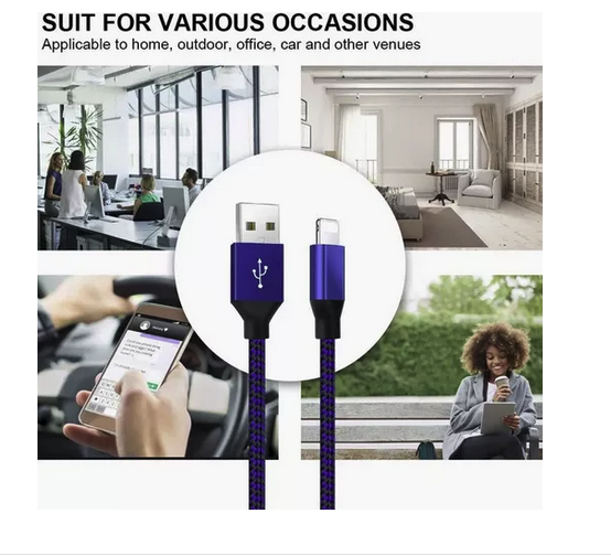 Cable Cargador Trenzado Para iPhone 14 13 12 Lightning 1,8m